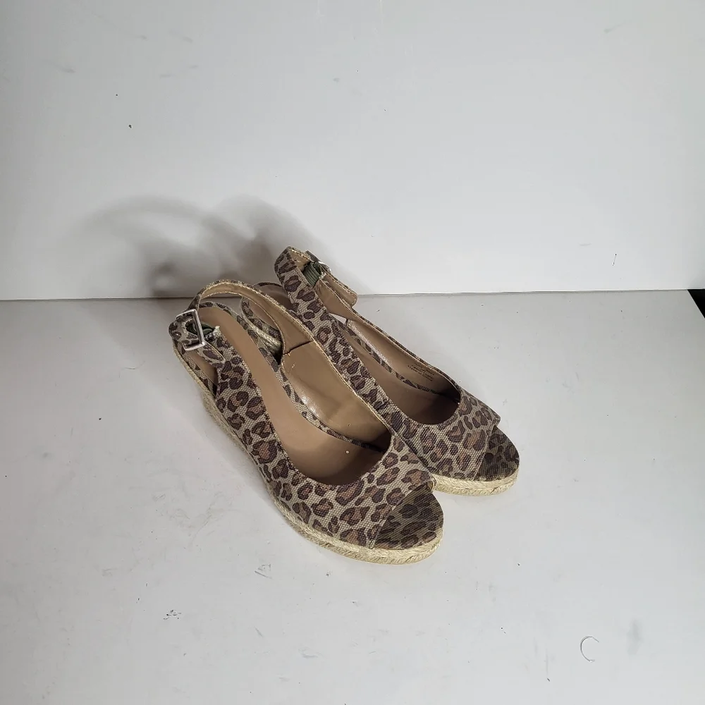 Chico's Brown Leopard Espadrille Wedges